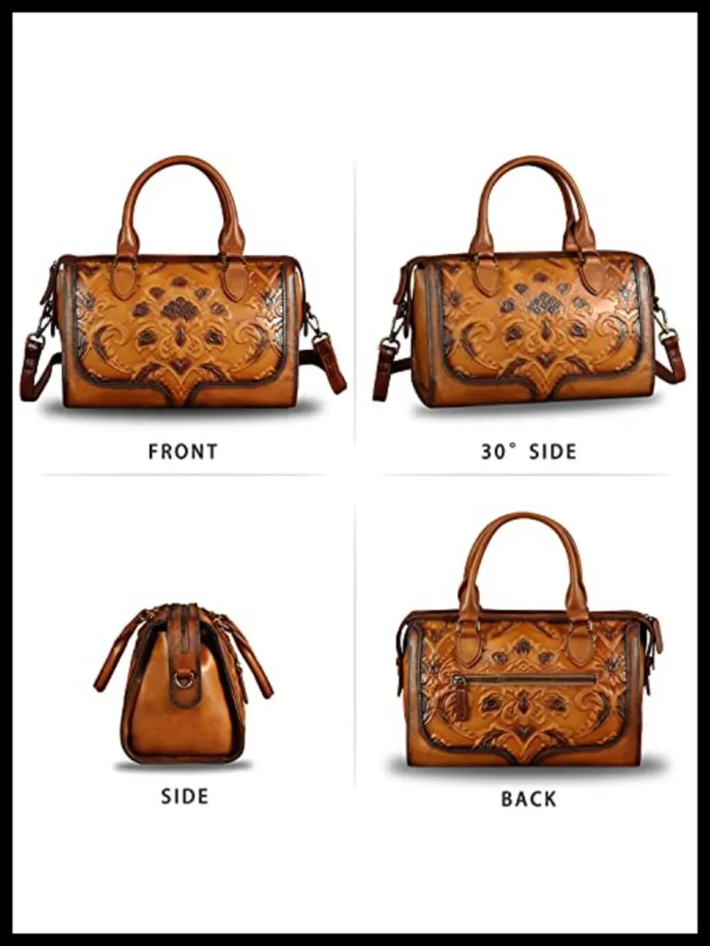 Genuine Leather Handbag Women Handmade Vintage Satchel Retro Cowhide Crossbody